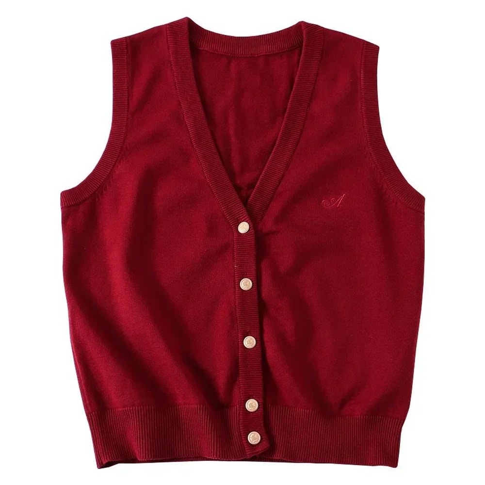 Japanese JK School Uniform Knit Vest Cardigan Korean Gyaru Style Student Sweater For Women 15