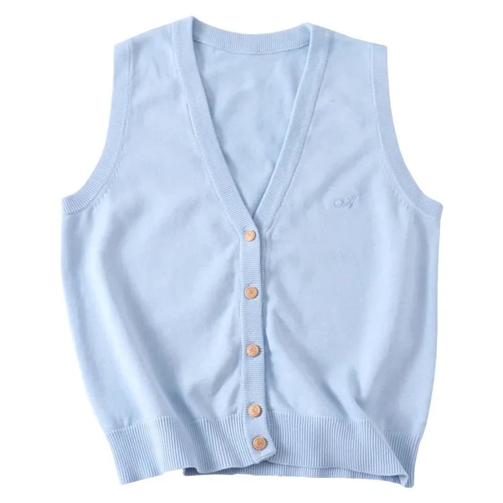 Japanese JK School Uniform Knit Vest Cardigan Korean Gyaru Style Student Sweater For Women 6