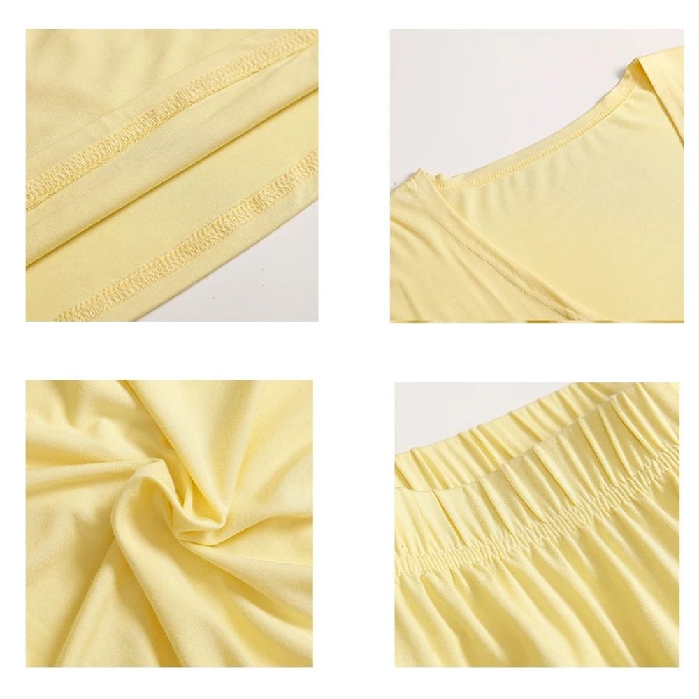 Hirsionsan Womens Modal 3Piece Lounge Set Loose Cardigan Vest HighWaist Pants Casual Outfit 5