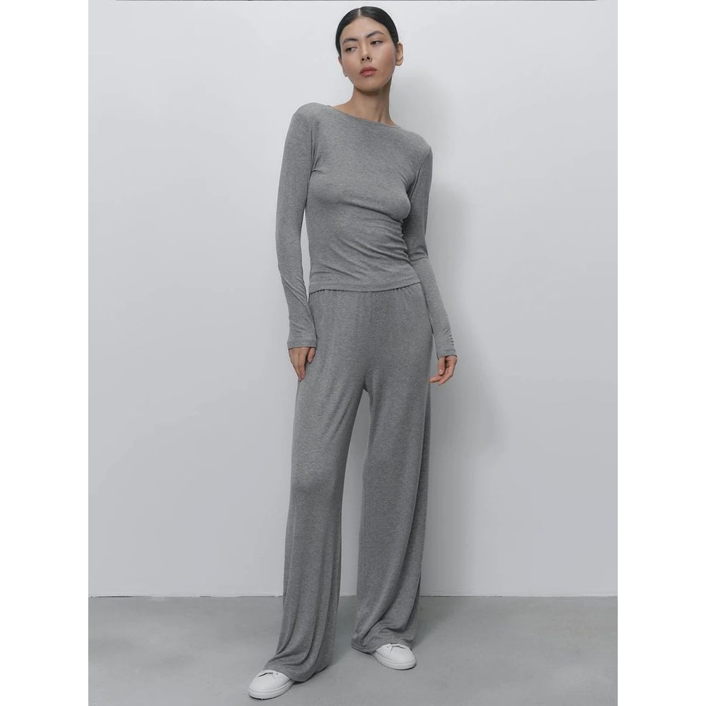 Hirsionsan Womens Modal 3Piece Lounge Set Loose Cardigan Vest HighWaist Pants Casual Outfit 13