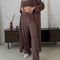 Hirsionsan Womens Modal 3Piece Lounge Set Loose Cardigan Vest HighWaist Pants Casual Outfit 9
