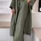 Womens Solid Color Long Cardigan Wide Leg Pants Set Casual Loose Commuter 2Piece Outfit 1