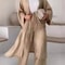 Womens Solid Color Long Cardigan Wide Leg Pants Set Casual Loose Commuter 2Piece Outfit 0
