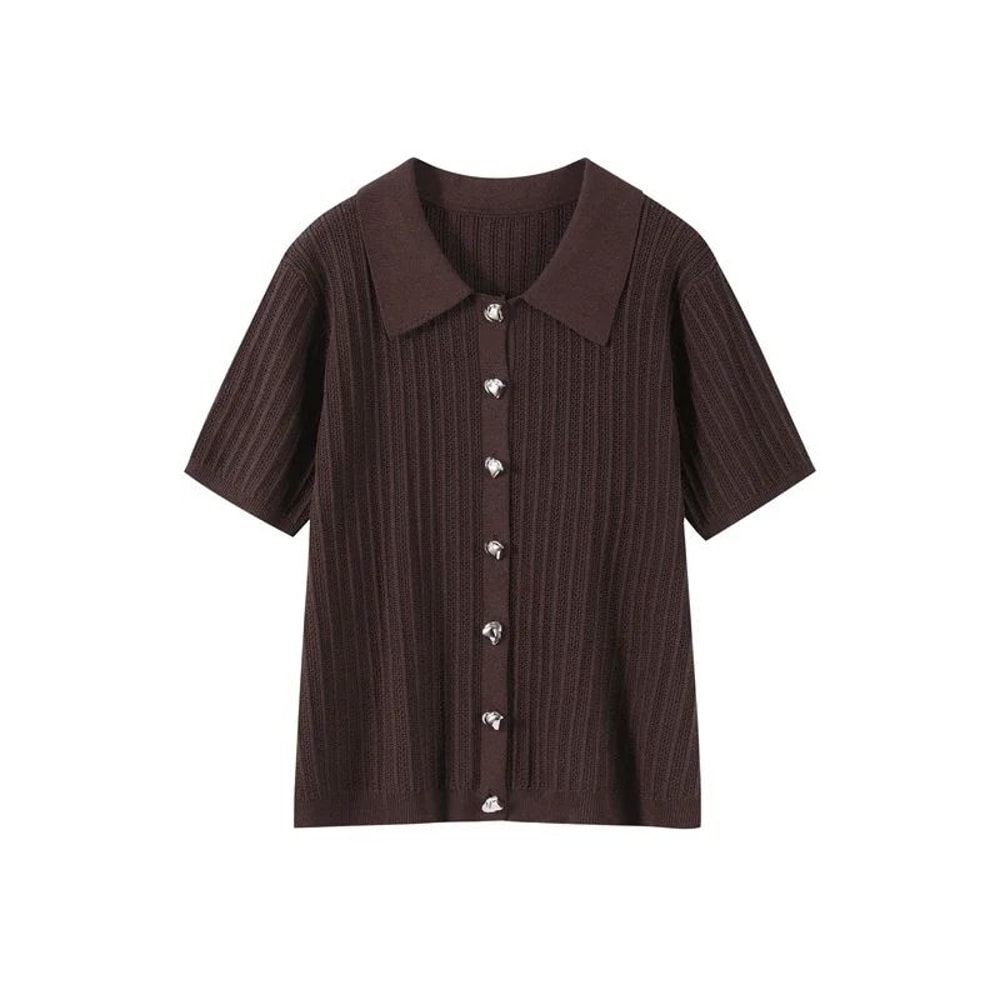 Womens Vintage Knit Cardigan Straight Pants Set Brown Loose Fit 2Piece Fashion Suit 7