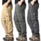 Mens Cotton Tactical Cargo Jogger Pants Loose Fit Elastic Waist Outdoor Work Sports Overalls With 0