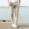 Mens Cotton Linen Breathable StraightLeg Pants Casual Elastic Waist AnkleLength Streetwear Trouser 0