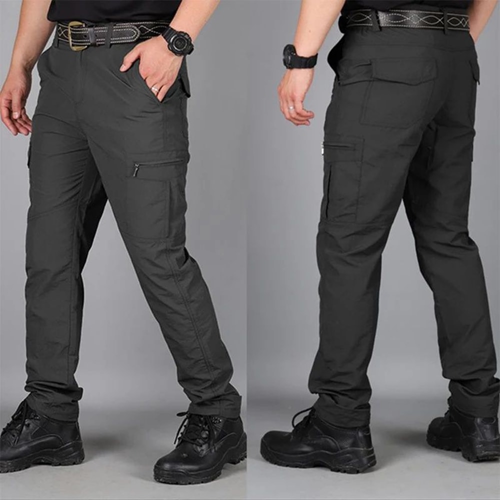 Mens Lightweight Waterproof Tactical Cargo Pants MultiPocket Outdoor Hiking Casual Summer Trouser 0