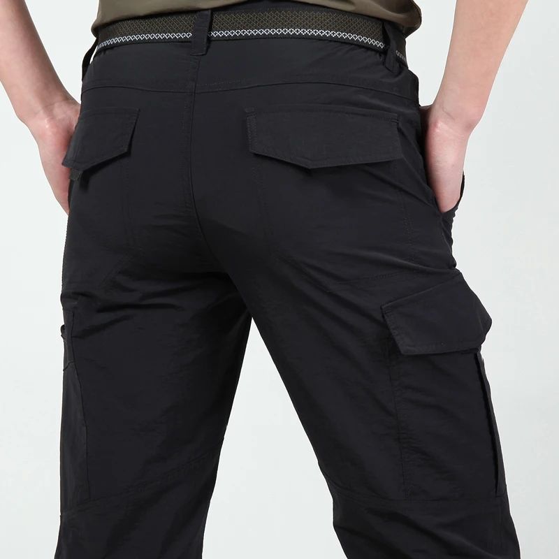 Mens Lightweight Waterproof Tactical Cargo Pants MultiPocket Outdoor Hiking Casual Summer Trouser 8