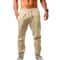 Mens Cotton Linen Sport Jogger Pants Breathable Summer Gym Casual Training Sweatpants 11