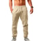 Mens Cotton Linen Sport Jogger Pants Breathable Summer Gym Casual Training Sweatpants 11