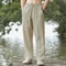 Mens Cotton Linen Beach Jogger Pants Casual Loose Summer Streetwear Vacation Trousers 5