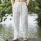 Mens Cotton Linen Beach Jogger Pants Casual Loose Summer Streetwear Vacation Trousers 8