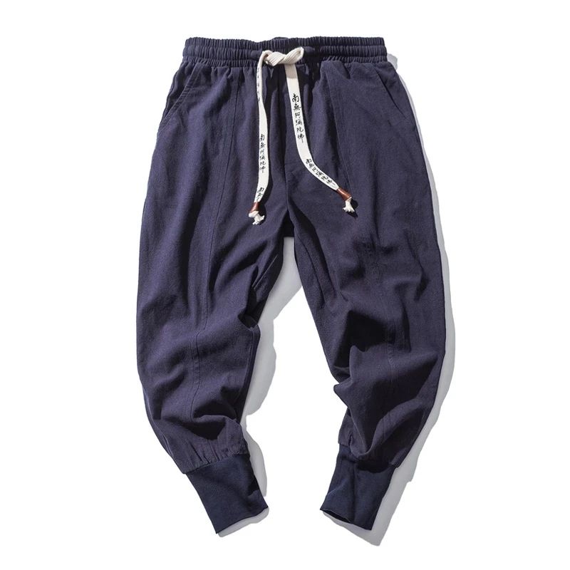 Mens Cotton Linen Harem Jogger Pants Baggy DropCrotch Elastic Waist Casual Streetwear Trousers 3