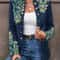 Womens Retro Floral Embroidered DoubleBreasted Blazer Elegant Stand Collar Office Jacket 0