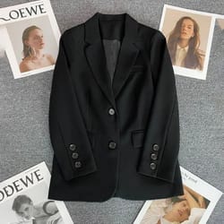 women's elegant slim fit office blazer – single button long sleeve business suit jacket