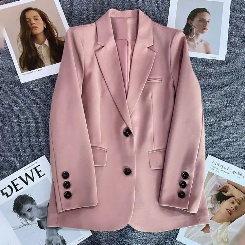 Womens Elegant Slim Fit Office Blazer Single Button Long Sleeve Business Suit Jacket 3