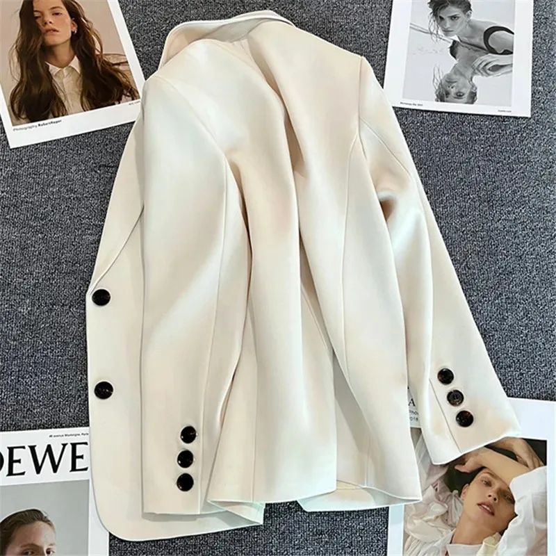 Womens Elegant Slim Fit Office Blazer Single Button Long Sleeve Business Suit Jacket 4
