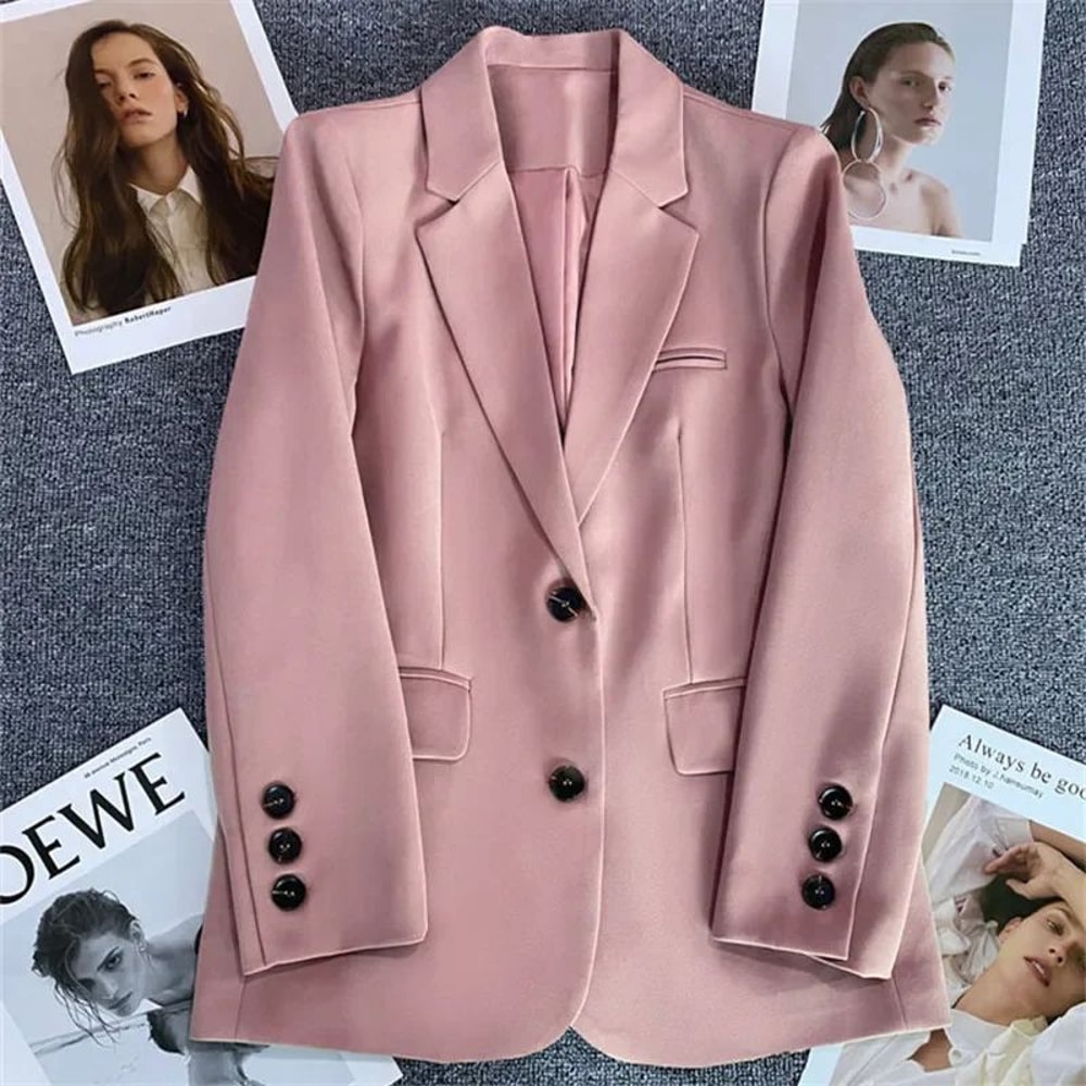 Womens Elegant Slim Fit Office Blazer Single Button Long Sleeve Business Suit Jacket 8
