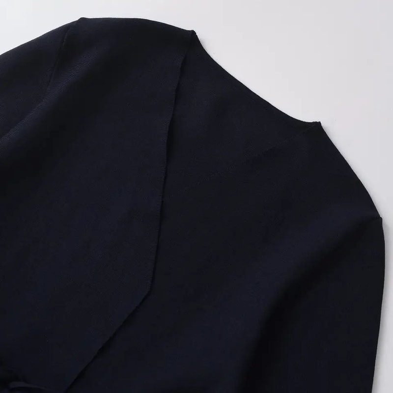 Womens Retro Knit Blazer With Belt VNeck Shoulder Pad Office Lady Jacket 2