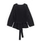 Womens Retro Knit Blazer With Belt VNeck Shoulder Pad Office Lady Jacket 6