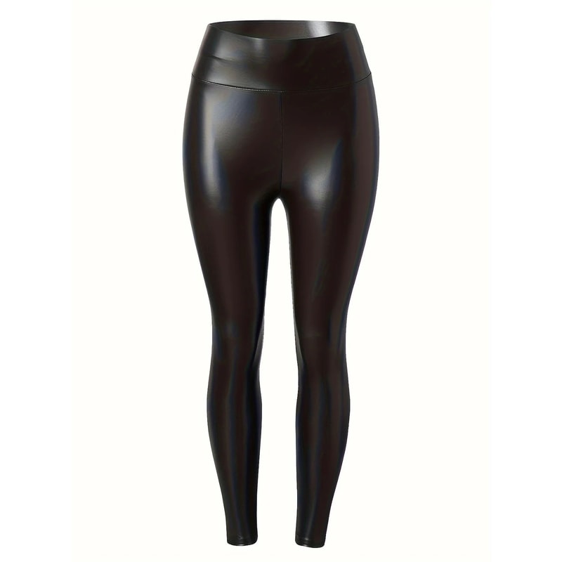 Womens High Waist PU Leather Leggings Sexy Slim Fit Faux Leather Club Pants 2