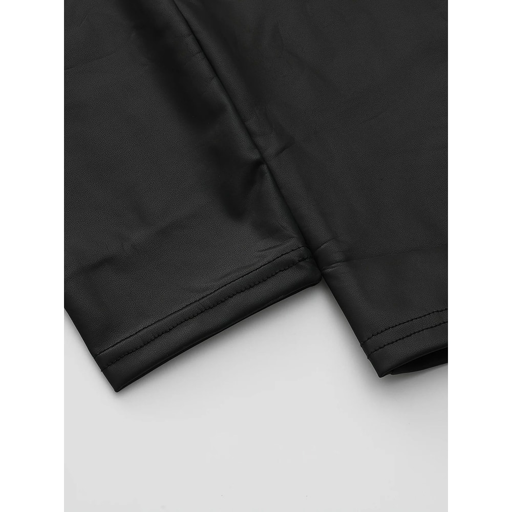 Womens High Waist PU Leather Leggings Sexy Slim Fit Faux Leather Club Pants 4