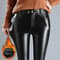 Womens FleeceLined High Waist PU Leather Leggings Warm Slim Fit Winter Faux Leather Pants 7