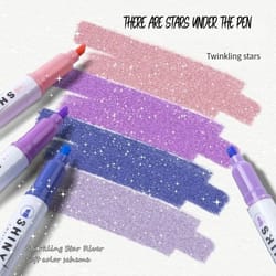 kawaii glitter pastel highlighter pen set – fine tip sparkle study & scrapbook markers (4 colors)
