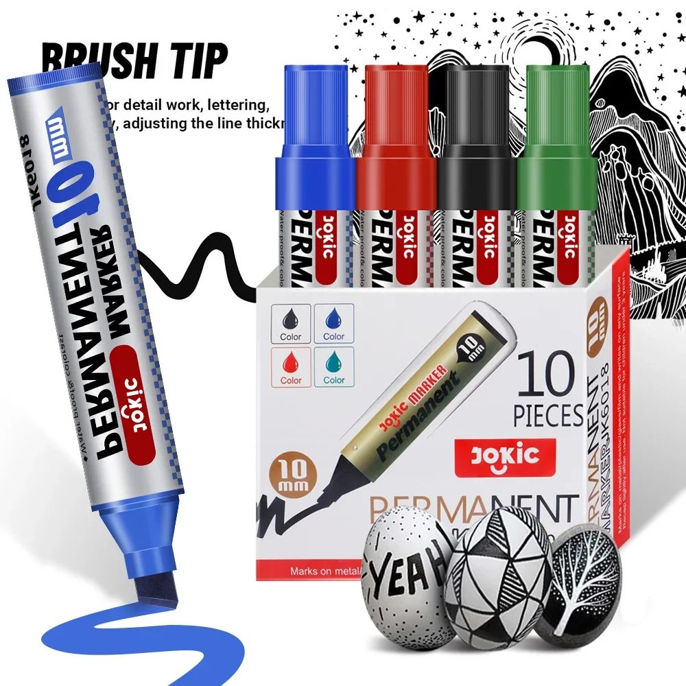 Permanent Marker Pen Set Waterproof Dual Tip Color Markers With Fine 10mm Broad Nib 2