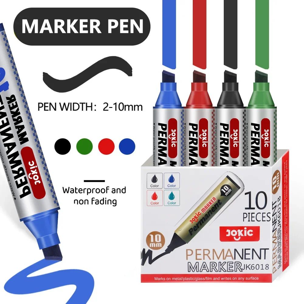 Permanent Marker Pen Set Waterproof Dual Tip Color Markers With Fine 10mm Broad Nib 3