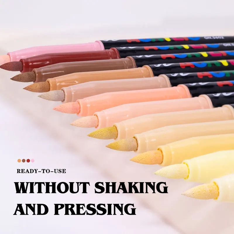 12Color Skin Tone Acrylic Brush Markers Waterproof Soft Nylon Tip Art Pens For Portrait Drawing 3