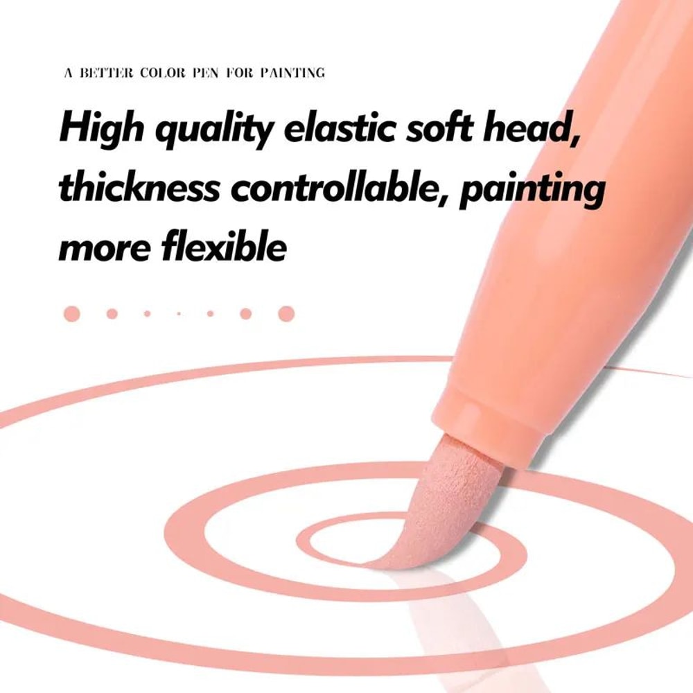 12Color Skin Tone Acrylic Brush Markers Waterproof Soft Nylon Tip Art Pens For Portrait Drawing 4