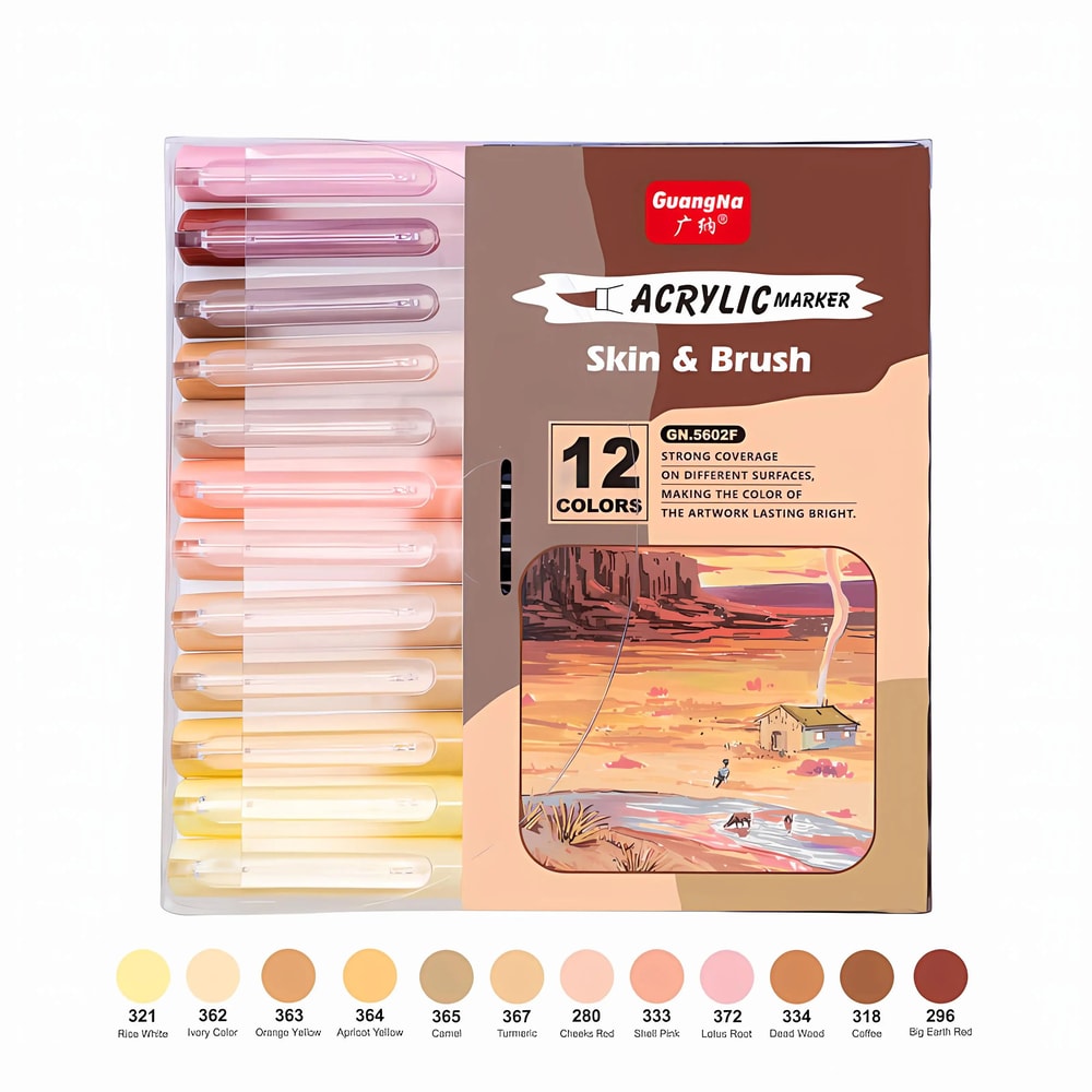 12Color Skin Tone Acrylic Brush Markers Waterproof Soft Nylon Tip Art Pens For Portrait Drawing 6
