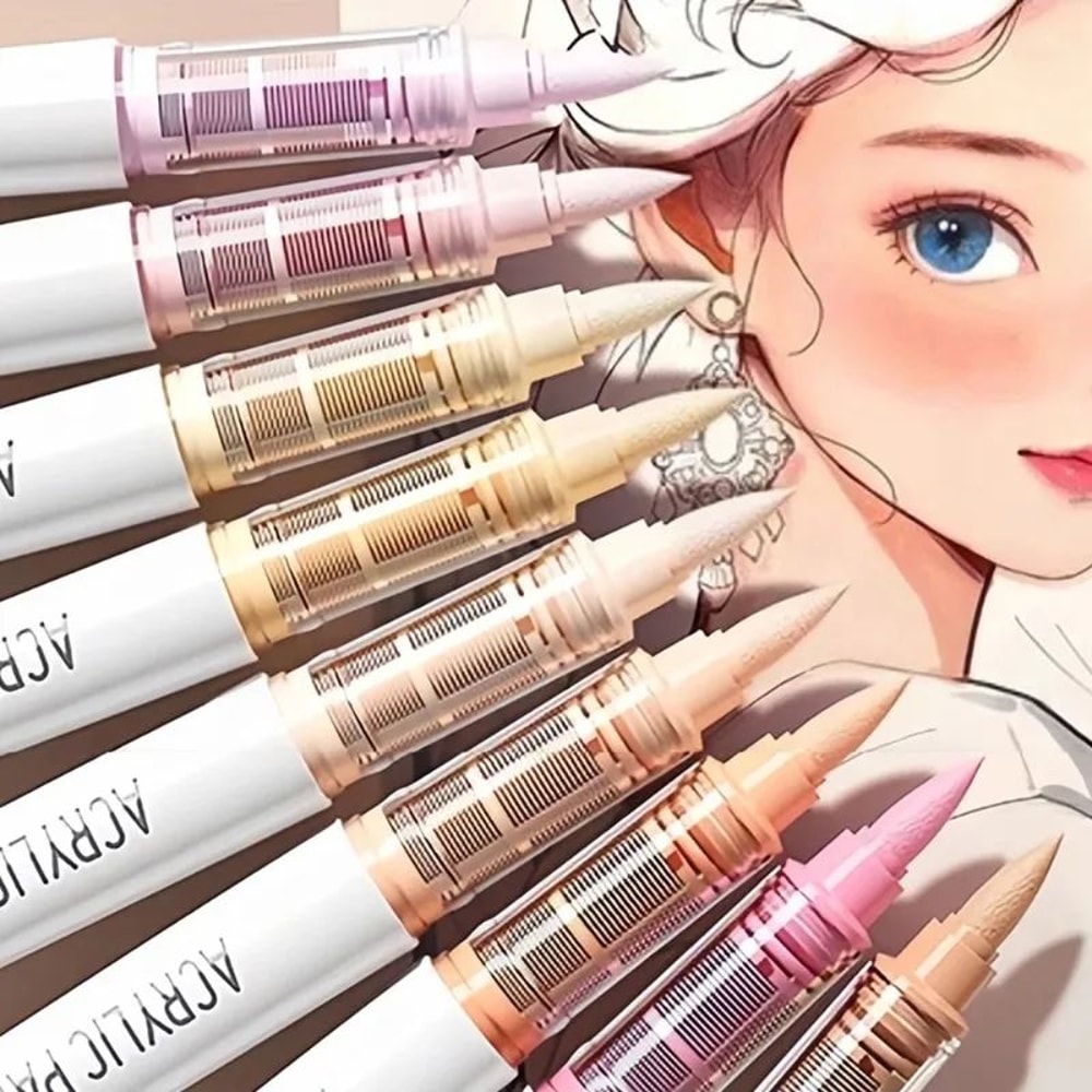 9Piece Acrylic Brush Marker Set Professional Ink Control Art Pens For Painting Sketching 0