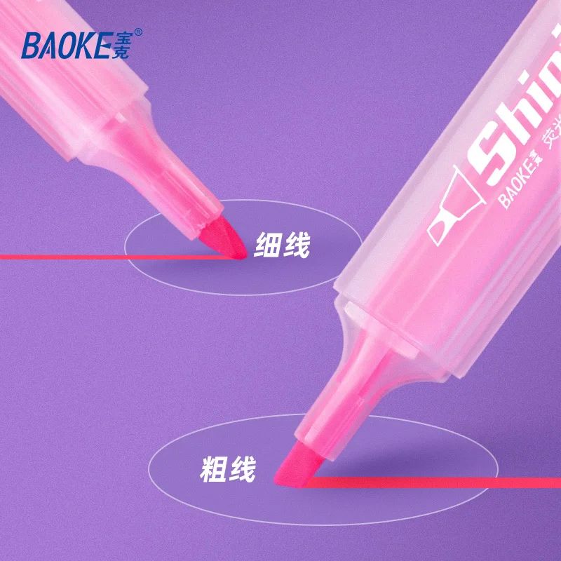 BAOKE MP4910 Highlighter Pen Set 6 Color Fluorescent Chisel Tip QuickDry Study Markers 3