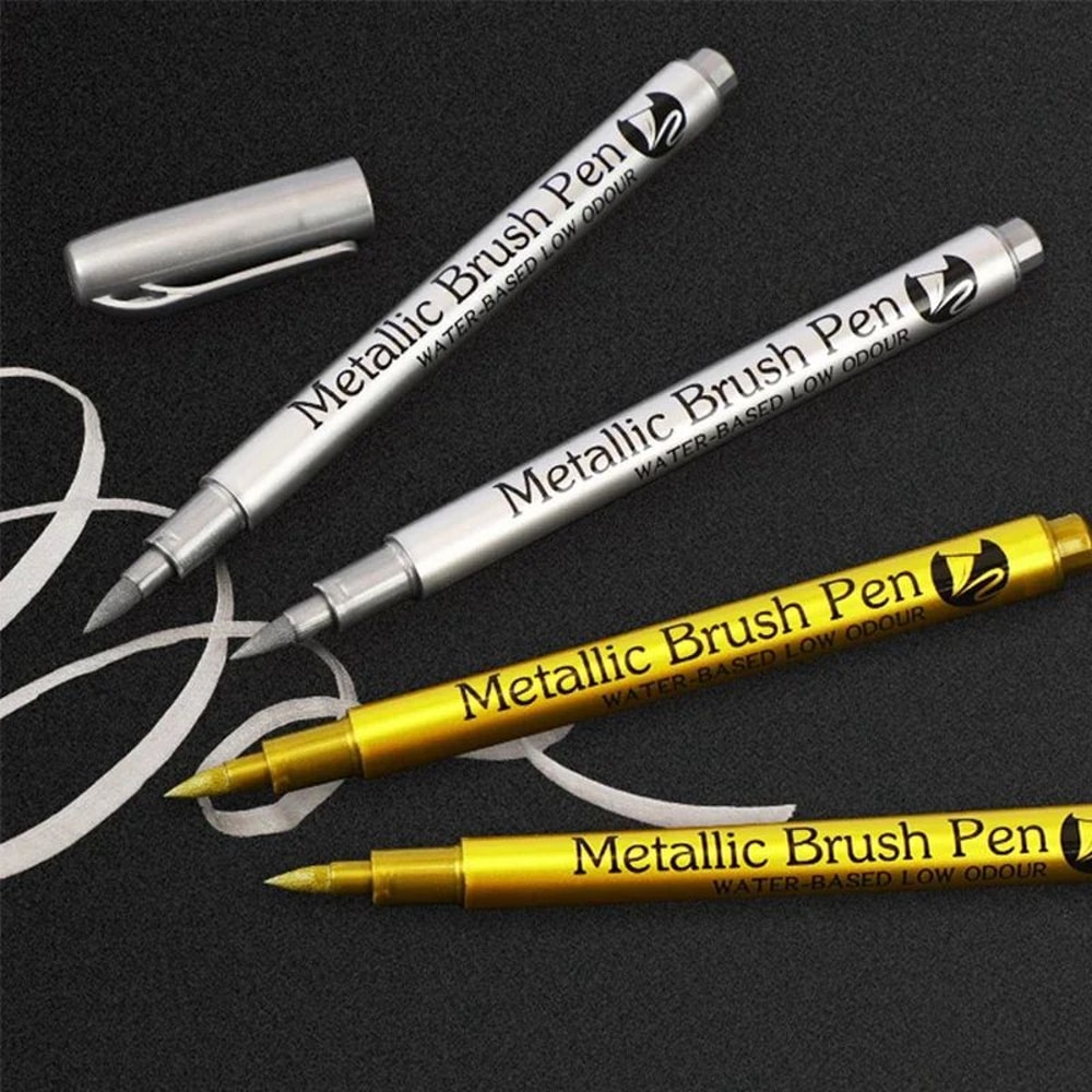 Permanent Gold Silver Metallic Marker Pens Shiny Art Markers For Crafts Scrapbooking DIY Project 1