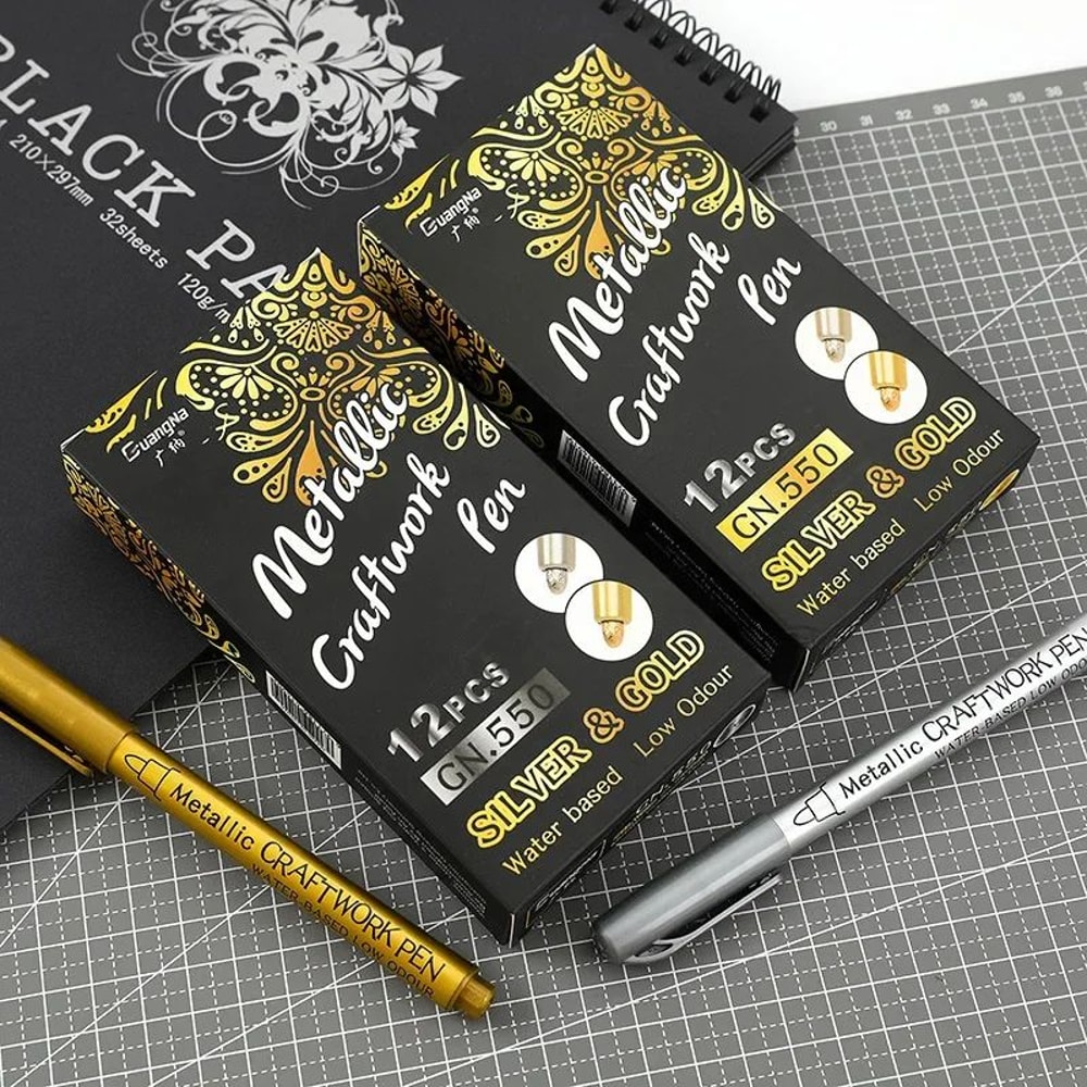 Permanent Gold Silver Metallic Marker Pens Shiny Art Markers For Crafts Scrapbooking DIY Project 2