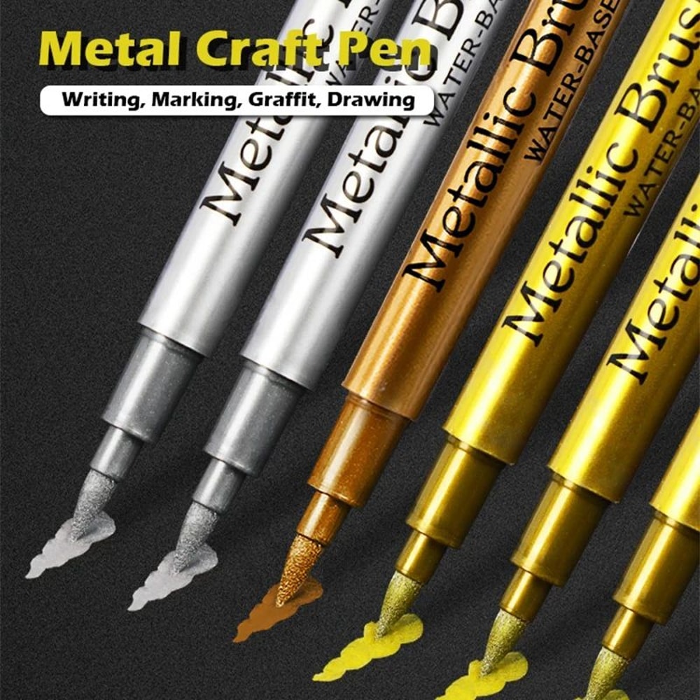 Permanent Gold Silver Metallic Marker Pens Shiny Art Markers For Crafts Scrapbooking DIY Project 4
