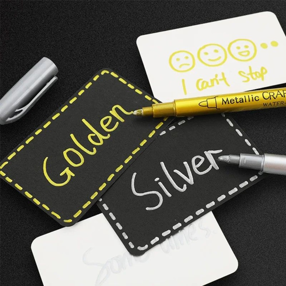 Permanent Gold Silver Metallic Marker Pens Shiny Art Markers For Crafts Scrapbooking DIY Project 5