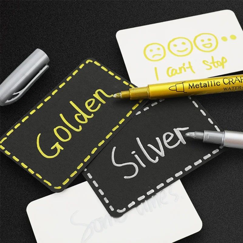 Permanent Gold Silver Metallic Marker Pens Shiny Art Markers For Crafts Scrapbooking DIY Project 5