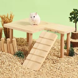 wooden hamster ladder platform playground – climbing stairs jumping board toy for small pets cage