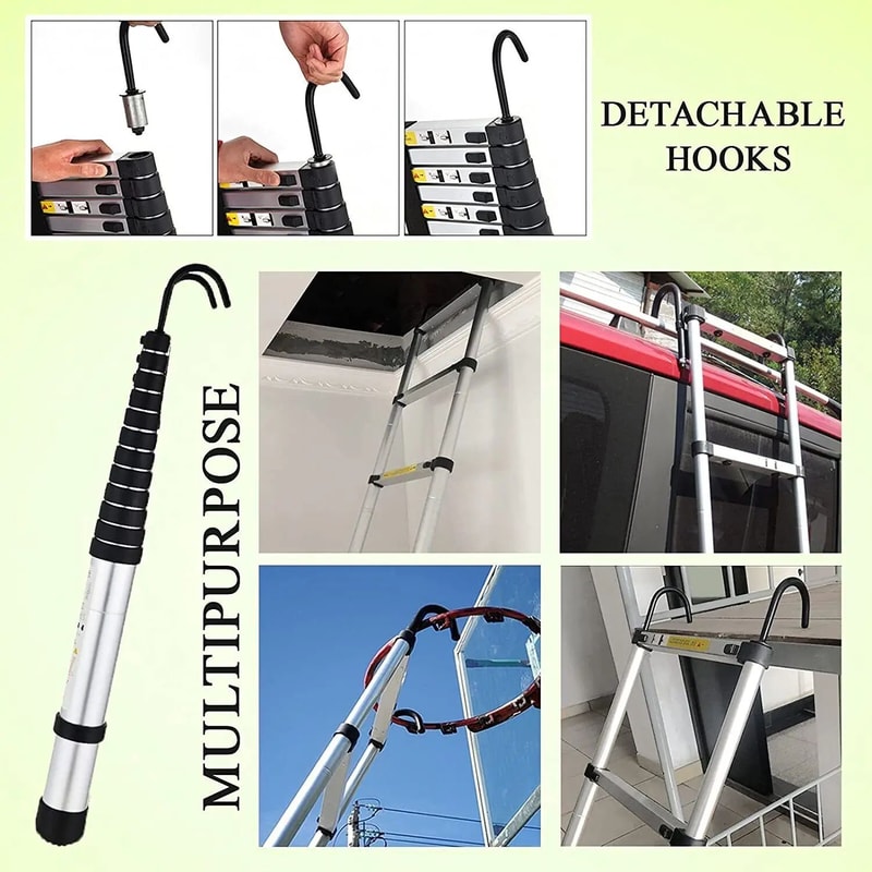 Stainless Steel Telescoping Extension Ladder 85ft Portable Folding Loft Ladder With 330lb Capacity 2