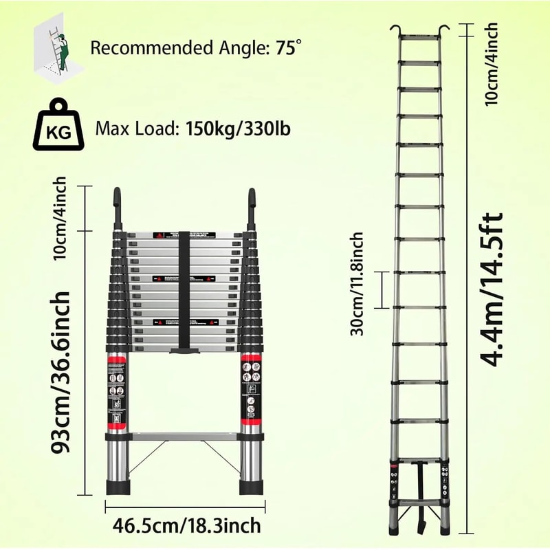 Stainless Steel Telescoping Extension Ladder 85ft Portable Folding Loft Ladder With 330lb Capacity 9