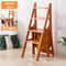 Solid Wood Folding Ladder Chair Stool 2in1 Step Ladder Seat For Home Use 4