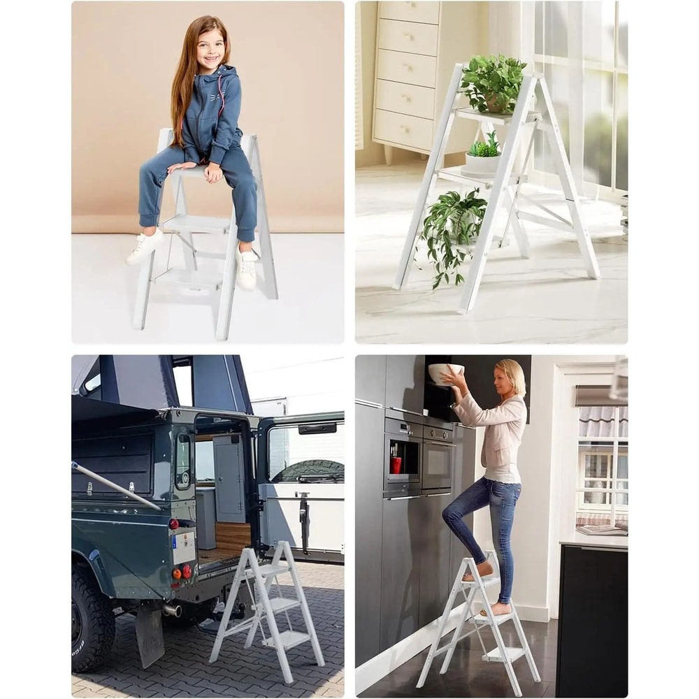 Aluminum Folding Step Ladder With Handrail Lightweight NonSlip Household Step Ladder 234 Steps 330