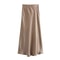 Womens High Waist Satin Midi Skirt Elegant Office Lady Summer Skirt MidCalf Length 3