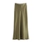 Womens High Waist Satin Midi Skirt Elegant Office Lady Summer Skirt MidCalf Length 4