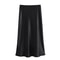 Womens High Waist Satin Midi Skirt Elegant Office Lady Summer Skirt MidCalf Length 7