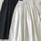 Womens High Waist Pleated ALine KneeLength Skirt With Pockets Elegant Casual White Skirt 1