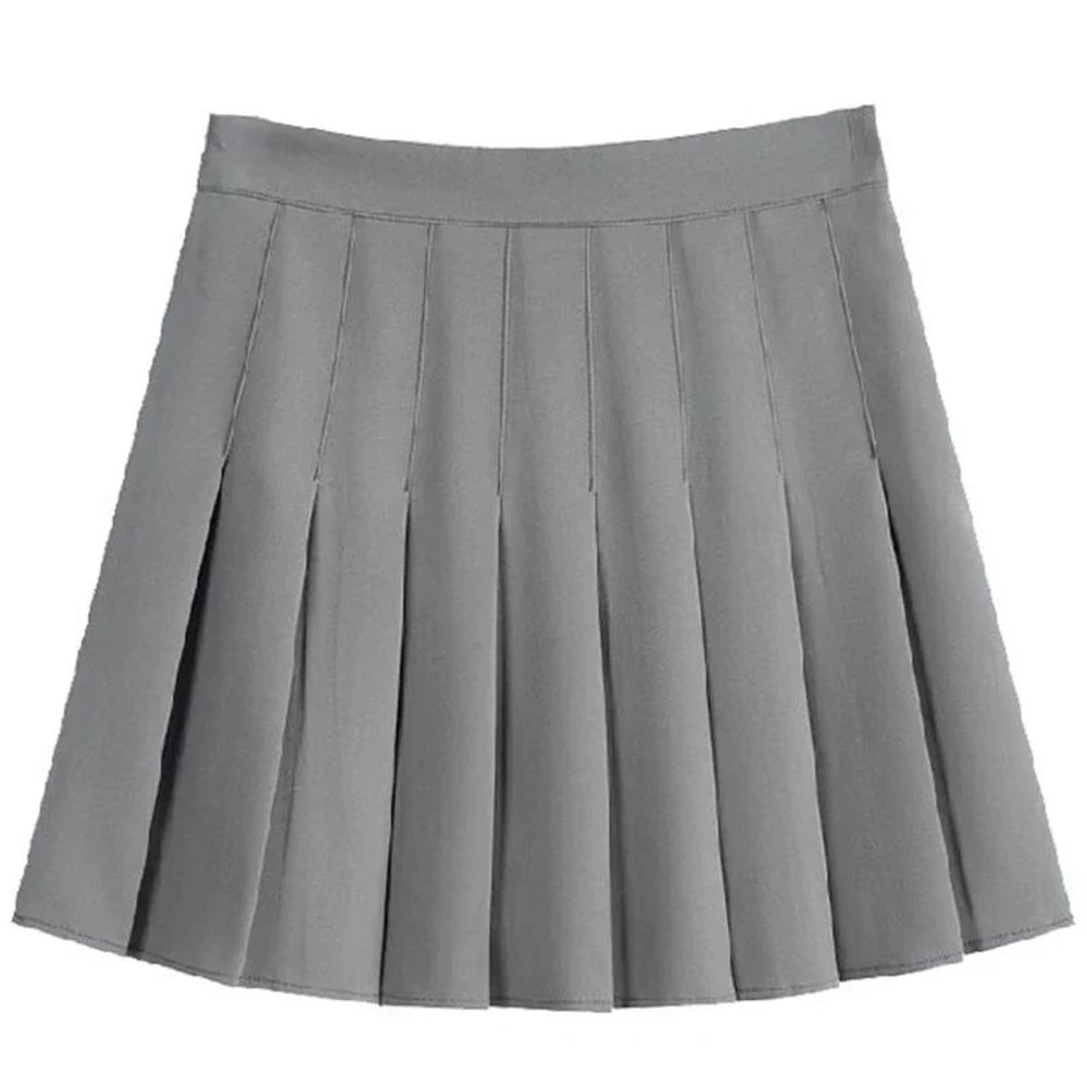 Womens High Waist Pleated Mini Skirt Preppy Style ALine Elastic Waist JK Skirt With Zipper 7